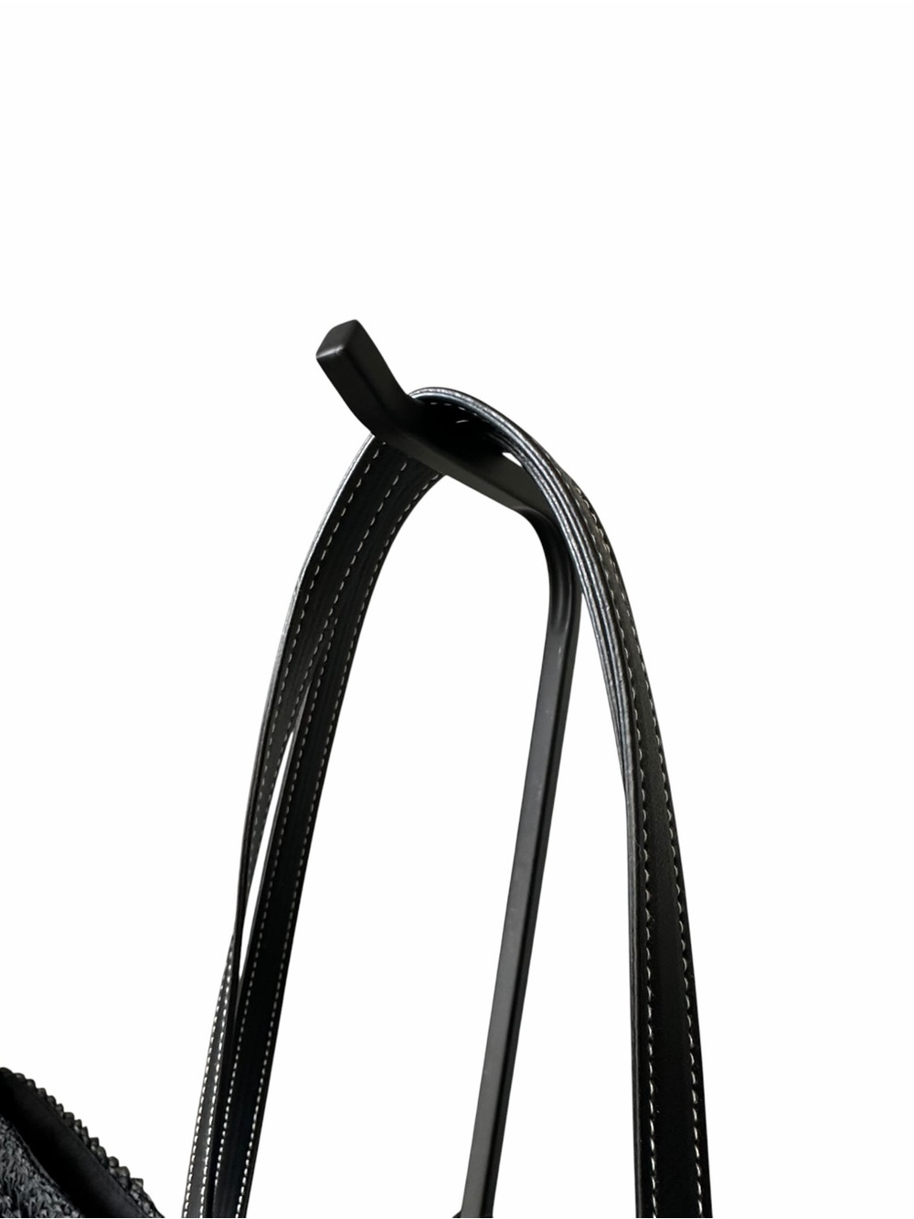 Black Woven Tote Beach / Pool Bag with Pearl Bow Accent - Picture 5 of 6